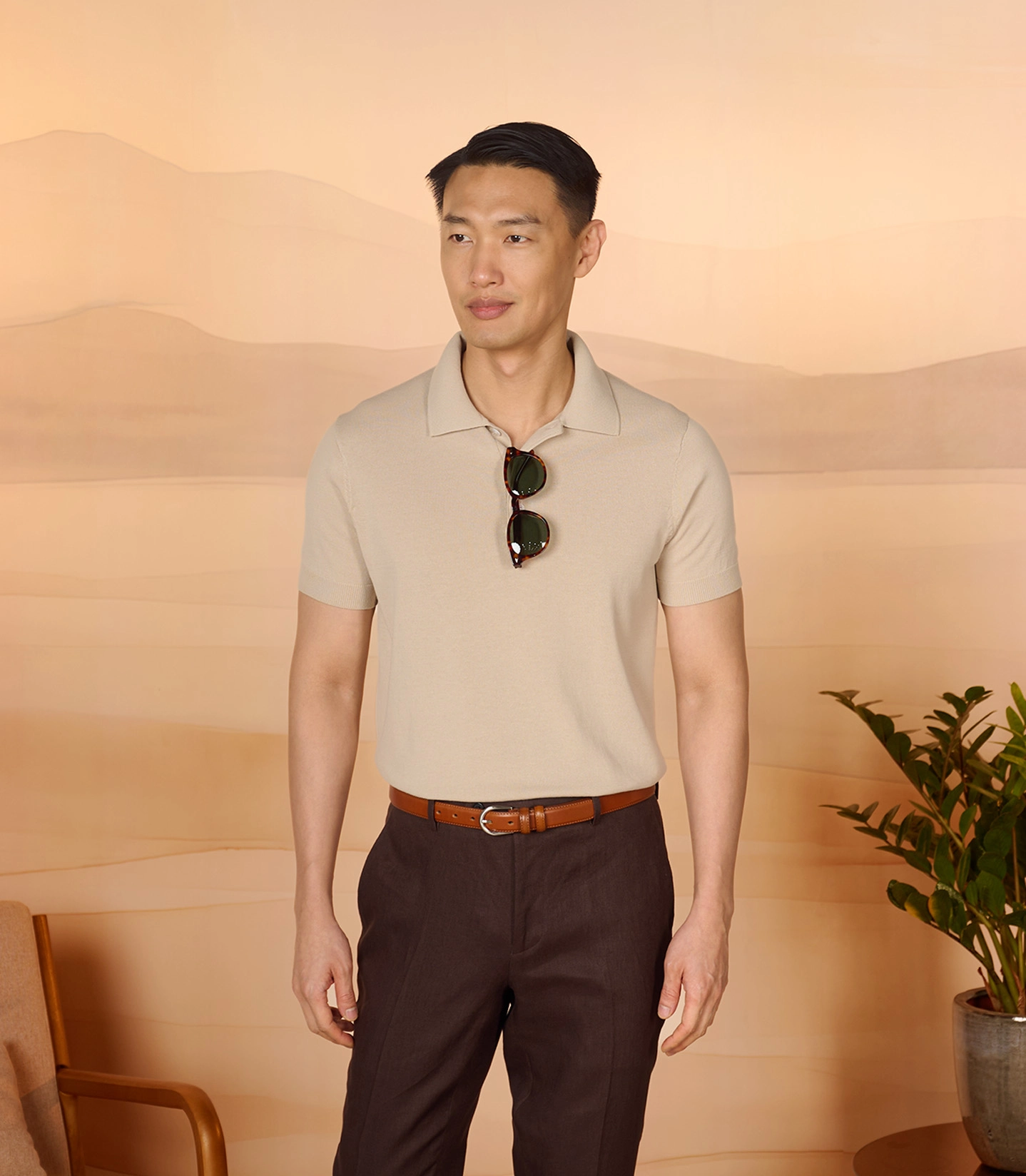 Light Taupe Cool Cotton Short Sleeve Polo
